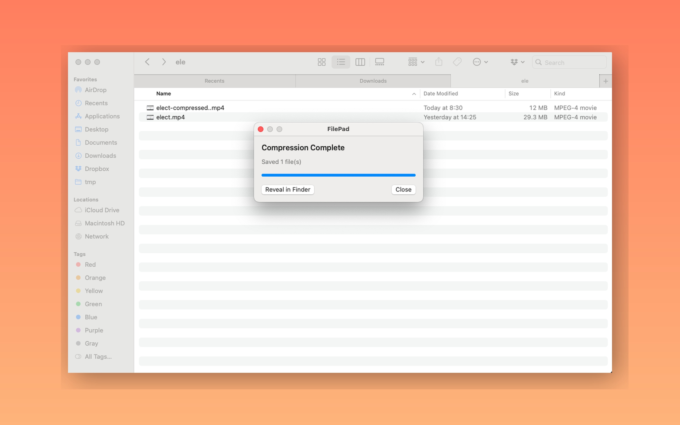 Compression complete window