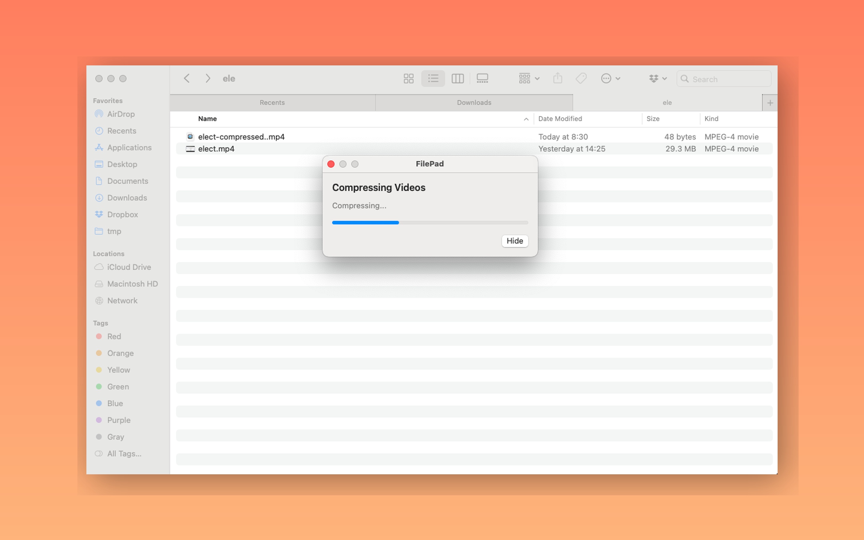 Compression progress window